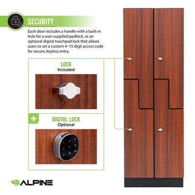Alpine Industries 72" 2-Tier 2-Column Storage Locker, Walnut 701-Z-W-2-MK)