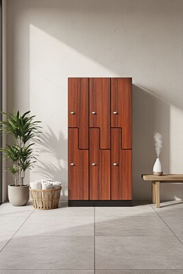 Alpine Industries 72 2-Tier 3-Column Storage Locker, Walnut (701-Z-W-3-MK)