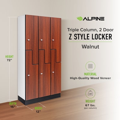Alpine Industries 72" 2-Tier 3-Column Storage Locker, Walnut (701-Z-W-3-MK)