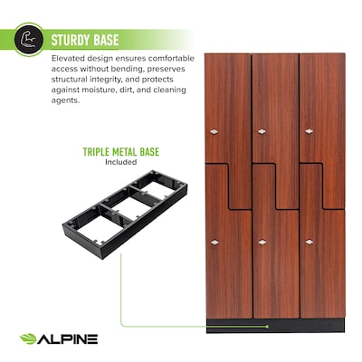Alpine Industries 72" 2-Tier 3-Column Storage Locker, Walnut (701-Z-W-3-MK)