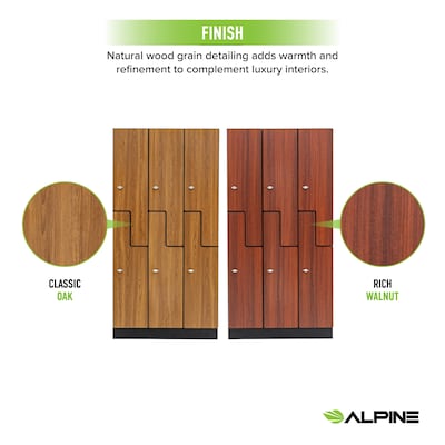 Alpine Industries 72" 2-Tier 3-Column Storage Locker, Walnut (701-Z-W-3-MK)