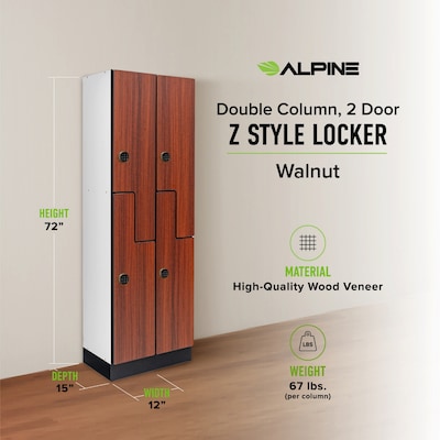 Alpine Industries 72" 2-Tier 2-Column Storage Locker, Walnut (701-Z-W-2-TPL-MK)