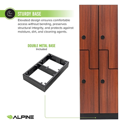 Alpine Industries 72" 2-Tier 2-Column Storage Locker, Walnut (701-Z-W-2-TPL-MK)