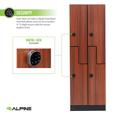 Alpine Industries 72" 2-Tier 2-Column Storage Locker, Walnut (701-Z-W-2-TPL-MK)