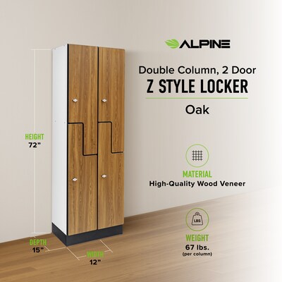 Alpine Industries 72" 2-Tier 2-Column Storage Locker, Oak (701-Z-O-2-SPO-MK)