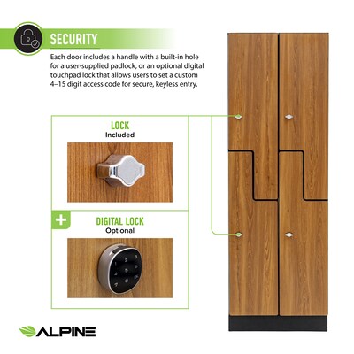 Alpine Industries 72" 2-Tier 2-Column Storage Locker, Oak (701-Z-O-2-SPO-MK)