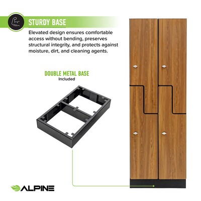 Alpine Industries 72" 2-Tier 2-Column Storage Locker, Oak (701-Z-O-2-SPO-MK)