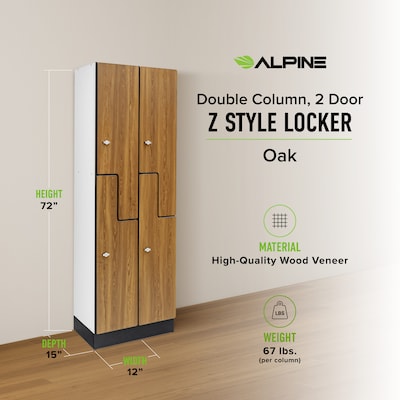 Alpine Industries 72" 2-Tier 2-Column Storage Locker, Oak (701-Z-O-2-MK)