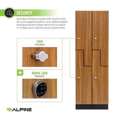 Alpine Industries 72" 2-Tier 2-Column Storage Locker, Oak (701-Z-O-2-MK)