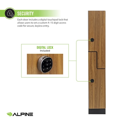 Alpine Industries 72" 2-Tier 1-Column Storage Locker, Oak (701-Z-O-1-TPL-MK)