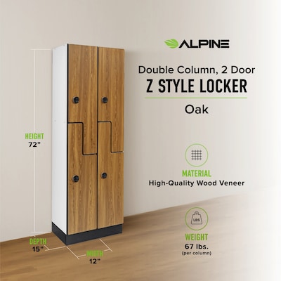 Alpine Industries 72" 2-Tier 2-Column Storage Locker, Oak (701-Z-O-2-TPL-MK)