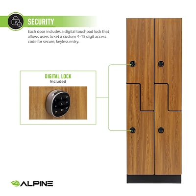 Alpine Industries 72" 2-Tier 2-Column Storage Locker, Oak (701-Z-O-2-TPL-MK)