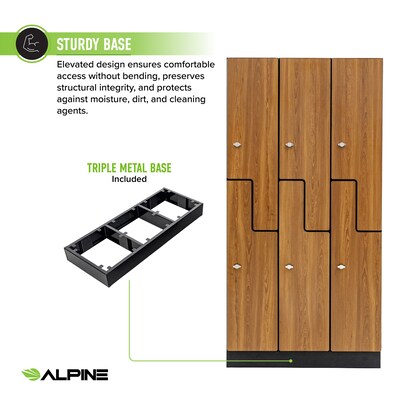 Alpine Industries 72" 2-Tier 3-Column Storage Locker, Oak (701-Z-O-3-SPO-MK)
