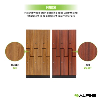 Alpine Industries 72" 2-Tier 3-Column Storage Locker, Oak (701-Z-O-3-SPO-MK)