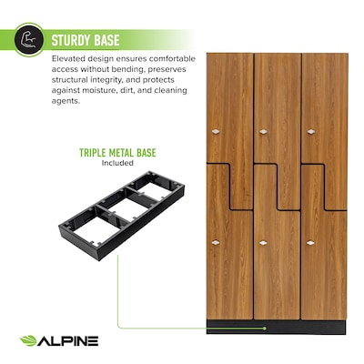 Alpine Industries 72" 2-Tier 3-Column Storage Locker, Oak (701-Z-O-3-MK)