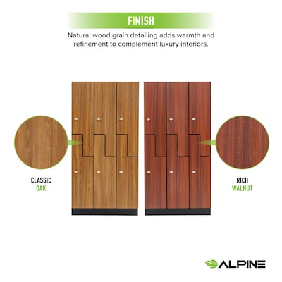 Alpine Industries 72" 2-Tier 3-Column Storage Locker, Oak (701-Z-O-3-MK)