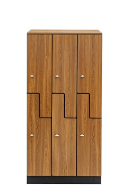 Alpine Industries 72" 2-Tier 3-Column Storage Locker, Oak (701-Z-O-3-MK)
