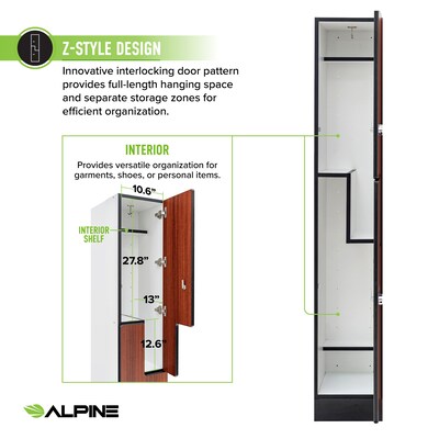 Alpine Industries 72" 2-Tier 1-Column Storage Locker, Walnut (701-Z-W-1-SPW- MK)