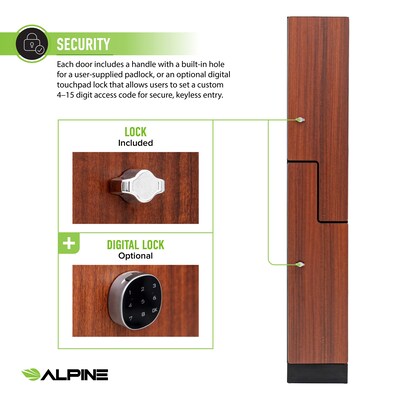 Alpine Industries 72" 2-Tier 1-Column Storage Locker, Walnut (701-Z-W-1-SPW- MK)