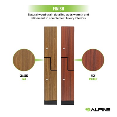 Alpine Industries 72" 2-Tier 1-Column Storage Locker, Walnut (701-Z-W-1-SPW- MK)