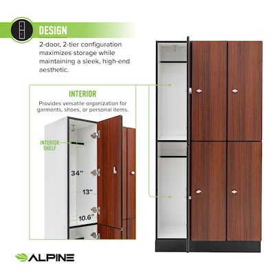 Alpine Industries 72" 2-Tier 3-Column Storage Locker, Walnut (701-W-3-MK)