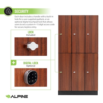 Alpine Industries 72" 2-Tier 3-Column Storage Locker, Walnut (701-W-3-MK)