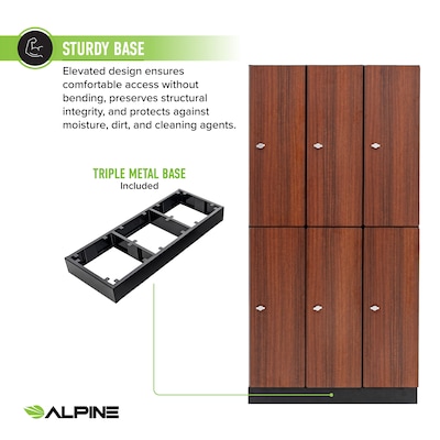 Alpine Industries 72" 2-Tier 3-Column Storage Locker, Walnut (701-W-3-MK)