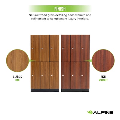 Alpine Industries 72" 2-Tier 3-Column Storage Locker, Walnut (701-W-3-MK)