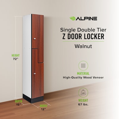 Alpine Industries 72" 2-Tier 1-Column Storage Locker, Walnut (701-Z-W-1-MK)