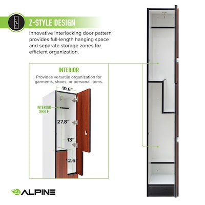 Alpine Industries 72" 2-Tier 1-Column Storage Locker, Walnut (701-Z-W-1-MK)
