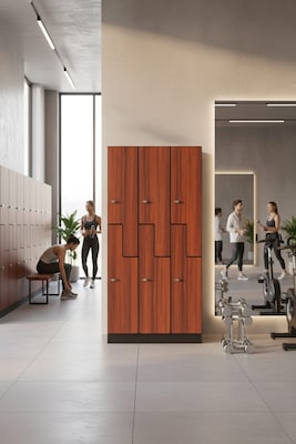Alpine Industries 72" 2-Tier 1-Column Storage Locker, Walnut (701-Z-W-1-MK)