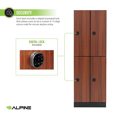 Alpine Industries 72" 2-Tier 2-Column Storage Locker, Walnut (701-W-2-TPL-MK)