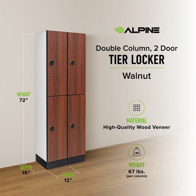 Alpine Industries 72" 2-Tier 2-Column Storage Locker, Walnut (701-W-2-TPL-MK)