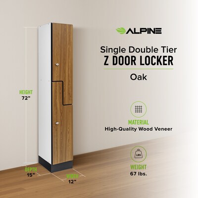Alpine Industries 72" 2-Tier 1-Column Storage Locker, Oak (701-Z-O-1-MK)