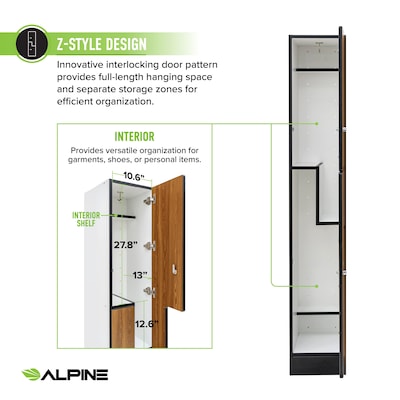 Alpine Industries 72" 2-Tier 1-Column Storage Locker, Oak (701-Z-O-1-MK)