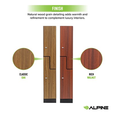 Alpine Industries 72" 2-Tier 1-Column Storage Locker, Oak (701-Z-O-1-MK)