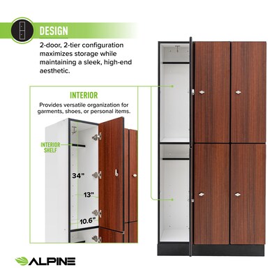 Alpine Industries 72" 2-Tier 3-Column Storage Locker, Walnut (701-W-3-SPW-MK)
