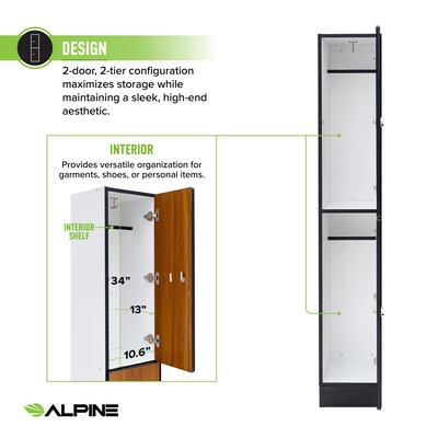 Alpine Industries 72" 2-Tier 1-Column Storage Locker, Oak (701-O-1-SPO-WTS)