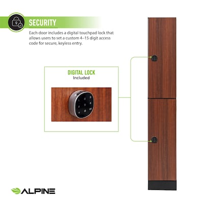 Alpine Industries 72" 2-Tier 1-Column Storage Locker, Walnut (701-W-1-TPL-MK)