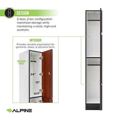 Alpine Industries 72" 2-Tier 1-Column Storage Locker, Walnut (701-W-1-TPL-MK)