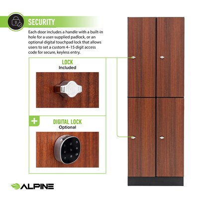 Alpine Industries 72" 2-Tier 2-Column Storage Locker, Walnut (701-W-2-SPW-MK)