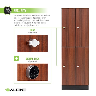 Alpine Industries 72" 2-Tier 2-Column Storage Locker, Walnut (701-W-2-MK)