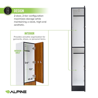 Alpine Industries 72" 2-Tier 1-Column Storage Locker, Oak (701-O-1-MK)