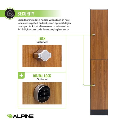 Alpine Industries 72" 2-Tier 1-Column Storage Locker, Oak (701-O-1-MK)