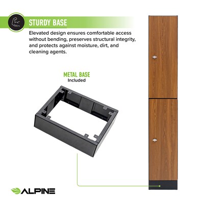 Alpine Industries 72" 2-Tier 1-Column Storage Locker, Oak (701-O-1-MK)