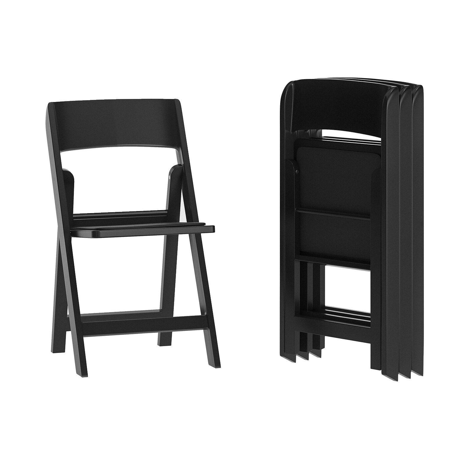 Flash Furniture Hercules Tucker Resin Banquet Folding Chair, Black, 4/Pack (4LEL1MBK)