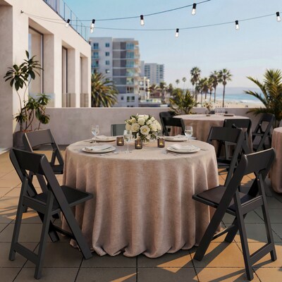 Flash Furniture Hercules Tucker Resin Banquet Folding Chair, Black, 4/Pack (4LEL1MBK)