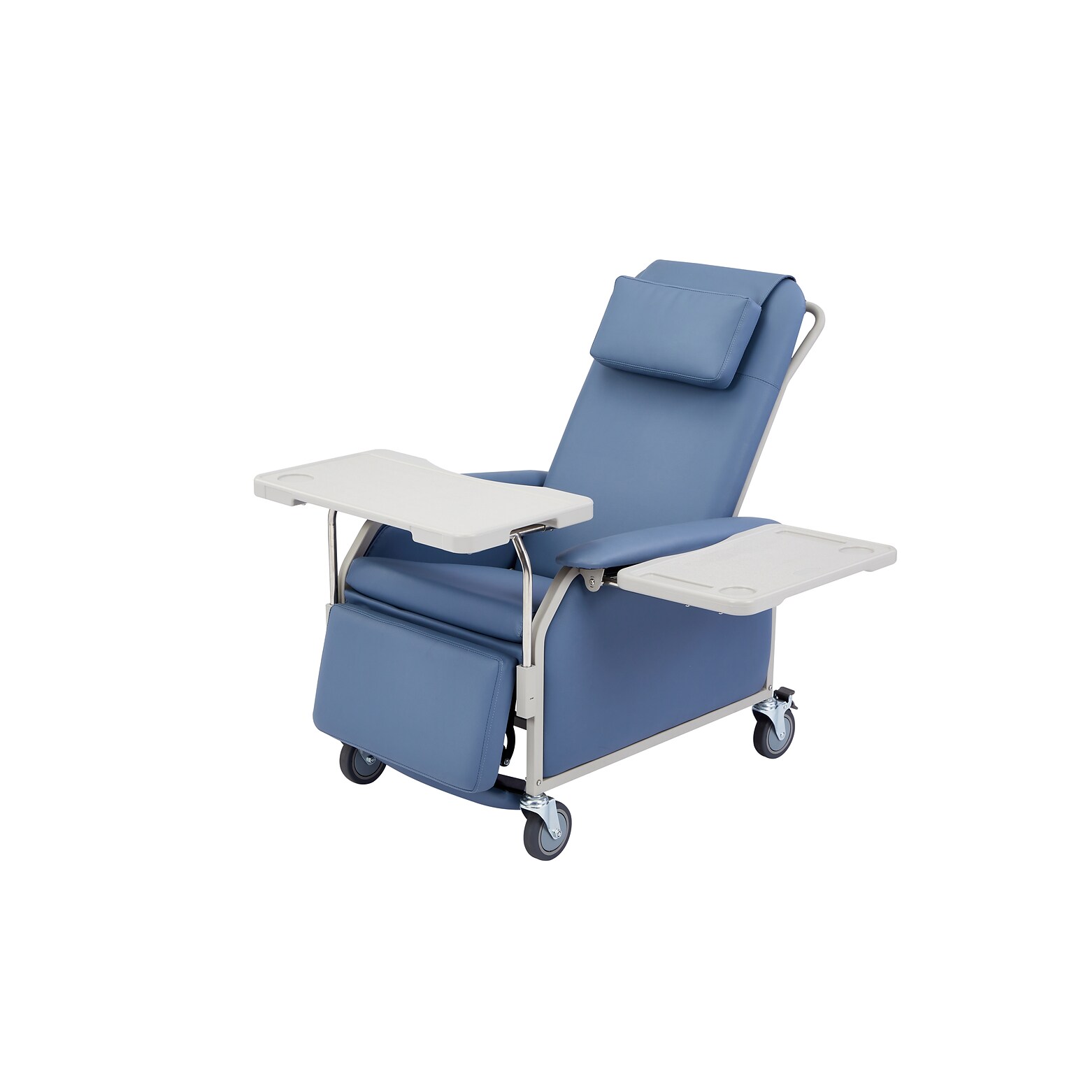 Viva Comfort Leather Bariatric 3-Position Geri Chair Recliner with Front Tray and Casters, Blue (ADIME915-01-T-BLU-KIT)
