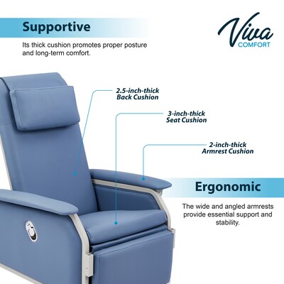 Viva Comfort Leather Bariatric 3-Position Geri Chair Recliner with Front Tray and Casters, Blue (ADIME915-01-T-BLU-KIT)