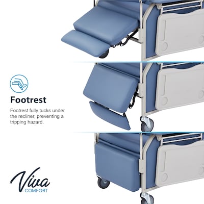 Viva Comfort Leather Bariatric 3-Position Geri Chair Recliner with Front Tray and Casters, Blue (ADIME915-01-T-BLU-KIT)
